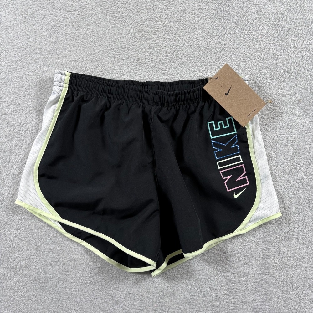 Nike Dri Fit Tempo Running Training Shorts Girls Large Black Logo Mesh Detail
